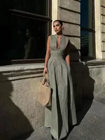 Women Fashion Round Collar Sleeveless Dress 1